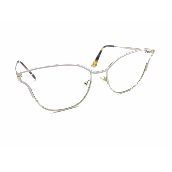 Prada VPR 54U SL4-1O1 White Gold Cat Eye Eyeglasses Frames 51-17 145 Italy Women - Picture 1 of 12